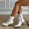 Bota Texana Janet Bico Quadrado Off White Off-white - Marca Damannu Shoes