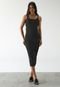 Vestido John John Midi Chiara Listrado Preto - Marca John John