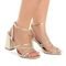 Sandália Feminina Salto Tiras Trança Promoção Metalizada Dourada - Marca Stessy Shoes