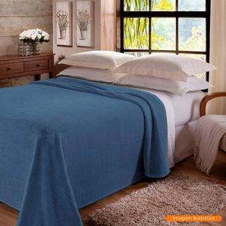 Cobertor Casal Manta Microfibra Antialérgico 1,8x2,2m Azul Marinho - Camesa