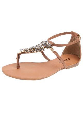 Rasteira DAFITI SHOES Pedraria Preta - Compre Agora