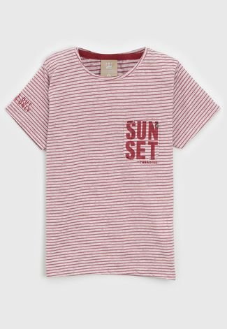 Camiseta Colorittá Infantil Listrada Vermelho/Branco