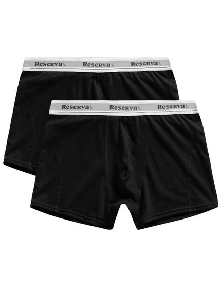 Cueca Reserva Masculina Boxer Basic Logo Preta Pack 2UN Incolor - Marca Reserva