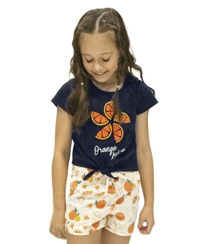 Conjunto Infantil Feminino Orange Rovitex Kids Azul - Marca Rovitex Kids