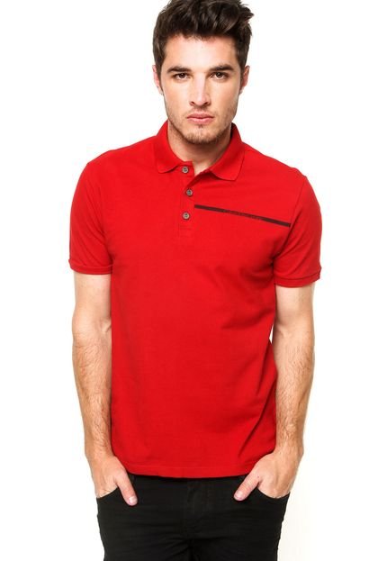 Camisa Polo Manga Curta Calvin Klein Jeans Logo Vermelha - Marca Calvin Klein Jeans