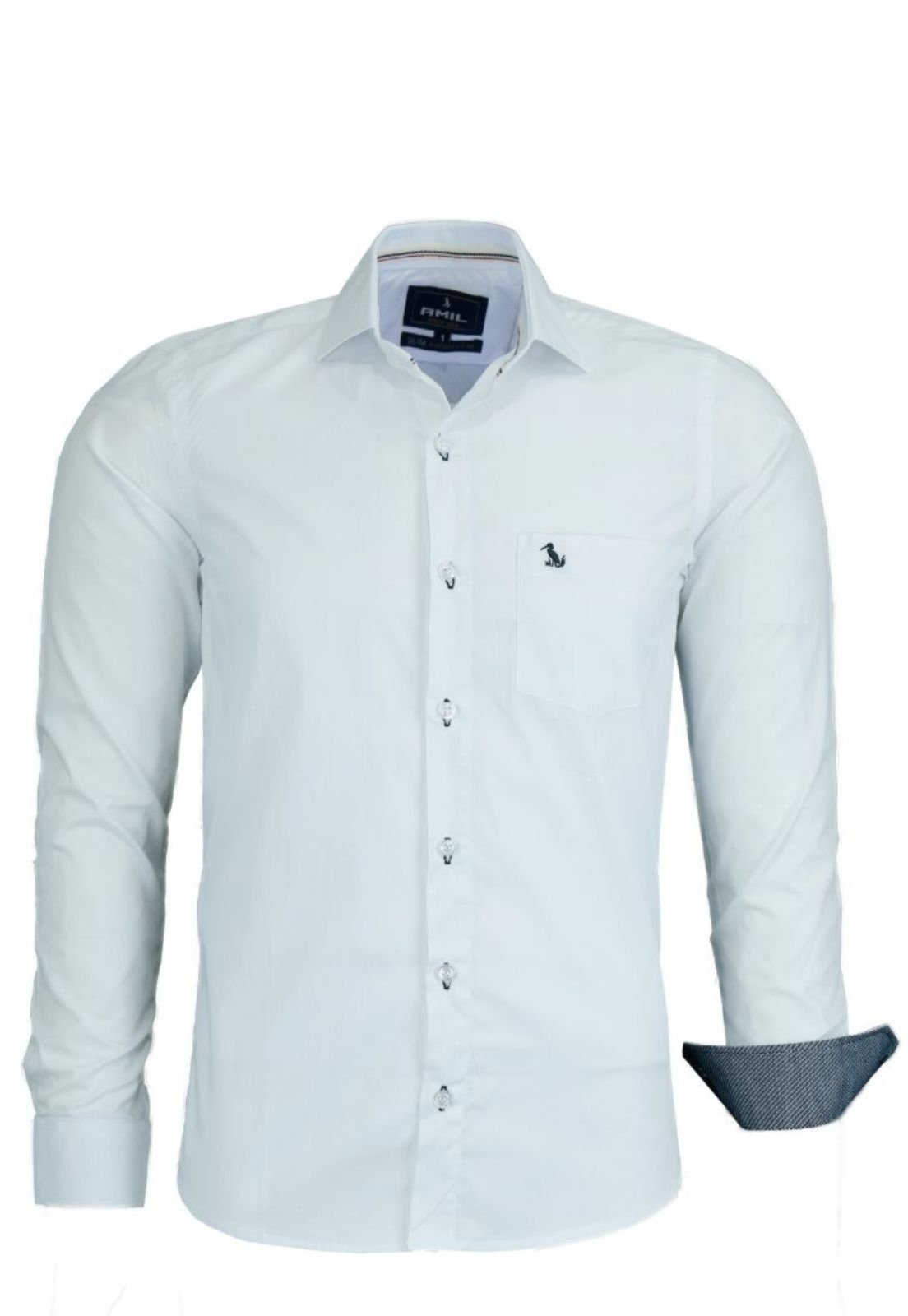 Camisa Manga Longa Amil Slim Algodão Branco 1753 - Marca Amil