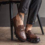 Sapato Mocassim  Feminino Oxford Tratorado Sola Alta Café - Marca Lafiume