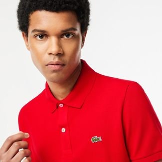 Camisa Polo masculina Slim Fit em petit piquet Vermelho