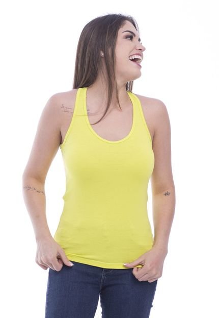 Camiseta Regata Viscolycra Feminina Coleção 2024 - diRavena - Amarela - Marca diRavena