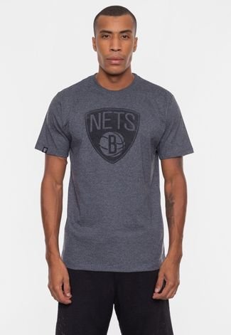 Camiseta NBA Velvet Logo Brooklyn Nets Grafite Mescla
