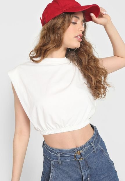 Camiseta Cropped Colcci Muscle Tee Off-White - Marca Colcci