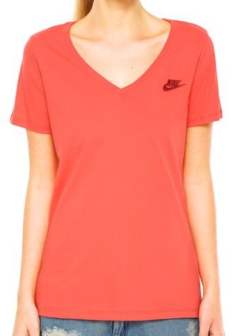 Camiseta Nike Sportswear Tee-Vneck Futura Swoosh Vermelha