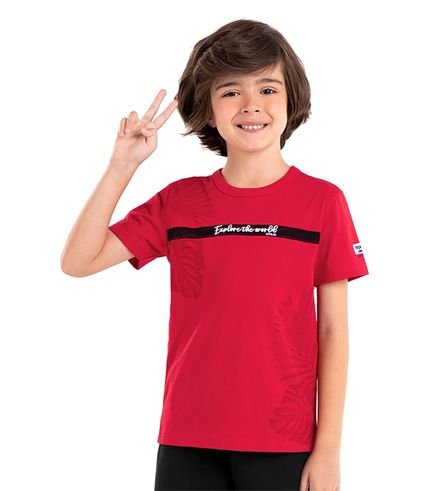 Camiseta Infantil Masculina Folhagens Rovi Kids Vermelho - Marca Rovitex Kids