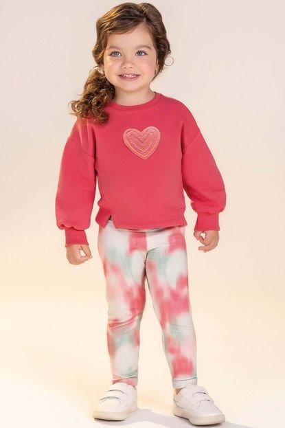 Conjunto Infantil Menina Bordado Coração Colorittá Rosa - Marca Colorittá