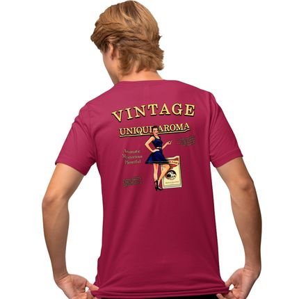 Camisa Camiseta Genuine Grit Masculina Estampada Algodão 30.1 Vintage - P - Bordo - Marca Genuine