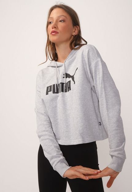 Blusa de Moletom Fechada Puma Logo Cinza - Marca Puma