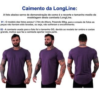 Kit 5 Camiseta Longline Masculina Alto Conceito Slim Azul, Preto, Grafite, Branco e Mescla Vermelho Caveiras