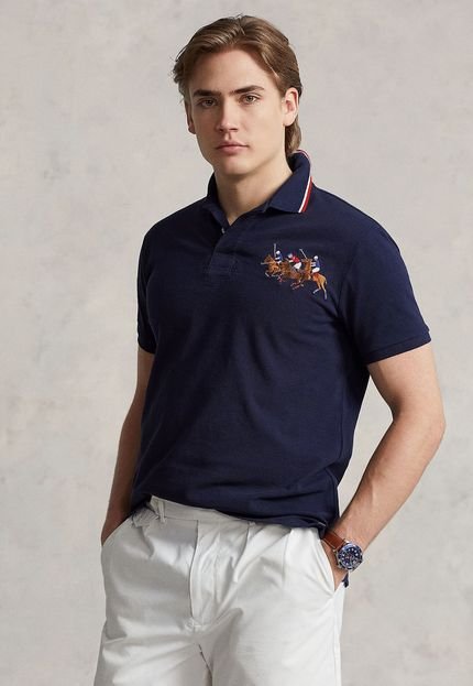 Camisa Polo Polo Ralph Lauren Logo 3 Azul-Marinho - Marca Polo Ralph Lauren
