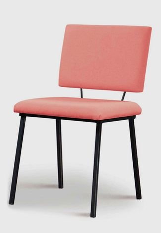 Cadeira Antonella Aço Preto Assento/Encosto Estofado Linho Coral Daf