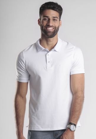 Camisa Polo Slim Pima Com Elastano Branco Traymon CP0717