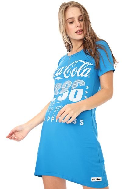 Vestido Coca-Cola Jeans Curto Aroma Lettering Azul - Marca Coca-Cola Jeans