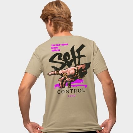 Camisa Camiseta Genuine Grit Masculina Estampada Algodão 30.1 Self Control - P - Caqui - Marca Genuine