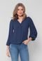 Blusa Intens Manga Longa Crepe Azul - Marca Intens