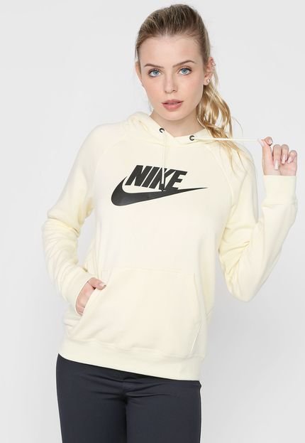 Blusa de Moletom Flanelada Fechada Nike Sportswear Essntl Hoodie Po Hbr Off-White - Marca Nike Sportswear