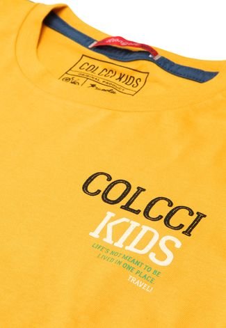 Camiseta Colcci Kids Menino Escrita Amarela