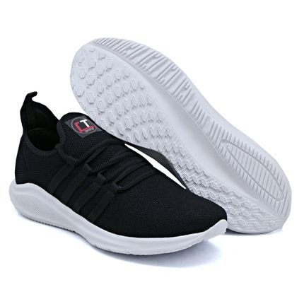 Tênis Sneaker Nine4 em Tecido Solado Ultra leve Caminhada - Preto - Marca Nine4