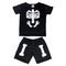 Conjuntos de Pijama Preto Esqueleto Infantil/Juvenil Masculino Camisas Manga Curta Brilha no Escuro - Marca CFAstore