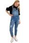 Jardineira Jeans Infantil Longa Feminina Mom - Marca Quase Anjo