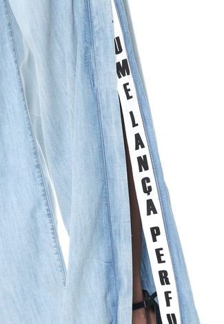 Calça Jeans Lança Perfume Pantalona Fenda Laretal Azul