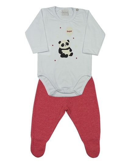 Menor preço em Pijama Ano Zero Bebê Meia Malha e Poá Híbrido Panda Bonjour Branco