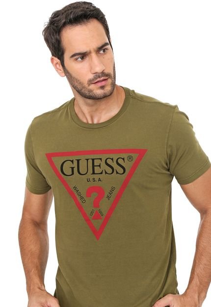Camiseta Guess Logo Verde - Marca Guess