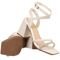 Sandalia Feminina Salto Alto Grosso Tira de Strass Confortavel Via Angel 7301  Off White - Marca VIA ANGEL