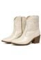 Bota Texana Western Bico Fino Cano Curto Country Couro Off White Kuento Shoes - Marca KUENTO SHOES