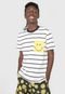 Camiseta Hering Listrada Smiley Branca/Preta - Marca Hering