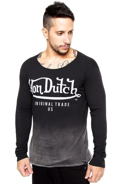Camiseta Von Dutch Assinatura Degradê Preta - Marca Von Dutch 