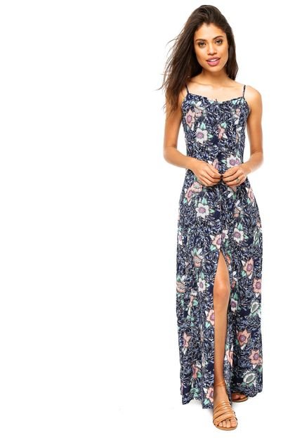 Vestido Longo Fiya Lady Floral Azul-Marinho - Marca Fiya Lady