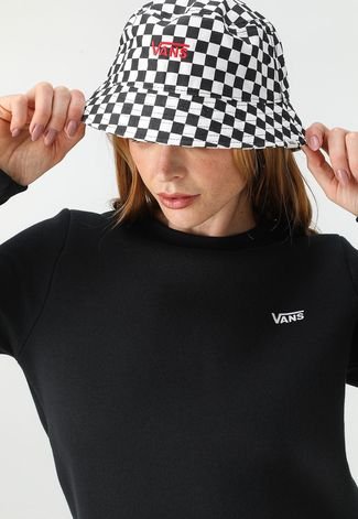 Blusa de Moletom Flanelada Fechada Vans Flying V Crew Preto