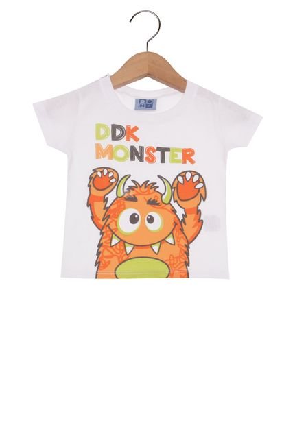 Camiseta Manga Curta DDK Monster Infantil Branco/Laranja - Marca DDK