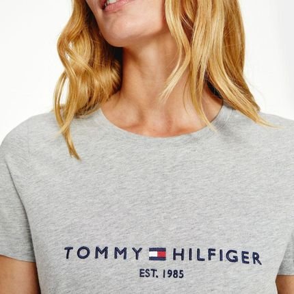 Camiseta Clássica Com Logo Cinza - Tommy Hilfiger Cinza - Marca Tommy Hilfiger