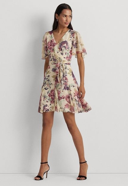 Vestido Lauren Ralph Lauren Curto Floral Bege - Marca Lauren Ralph Lauren