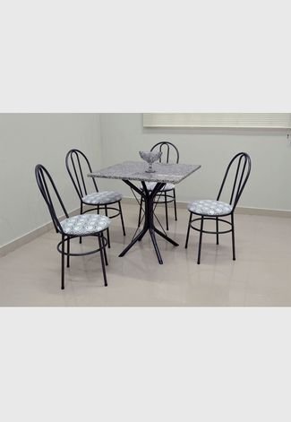 Conjunto Cozinha Sevilha 0,75 com Granito c/4 cadeiras Milla AçoMix Cinza