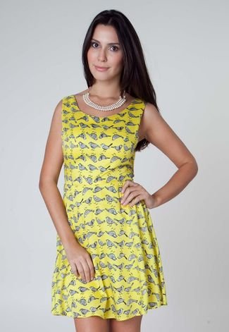 Vestido FiveBlu Birds Amarelo