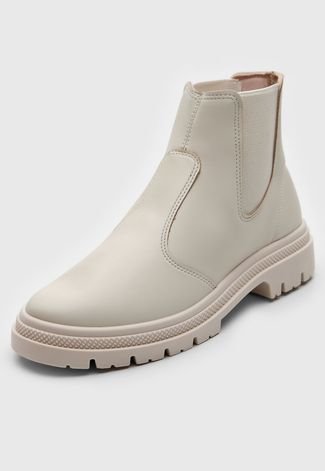 Bota Chelsea Moleca Cano Baixo Off-White