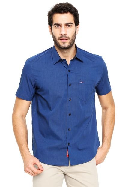 Camisa Aramis Manga Curta Regular Fit Bolso Azul-marinho - Marca Aramis