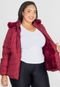 Jaqueta Plus Size para Inverno Bobojaco Nylon Capuz Removível Vermelha - Marca Cia do Vestido