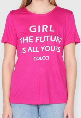Camiseta Colcci Lettering Pink